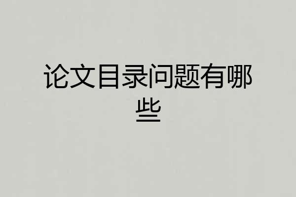 论文目录问题有哪些
