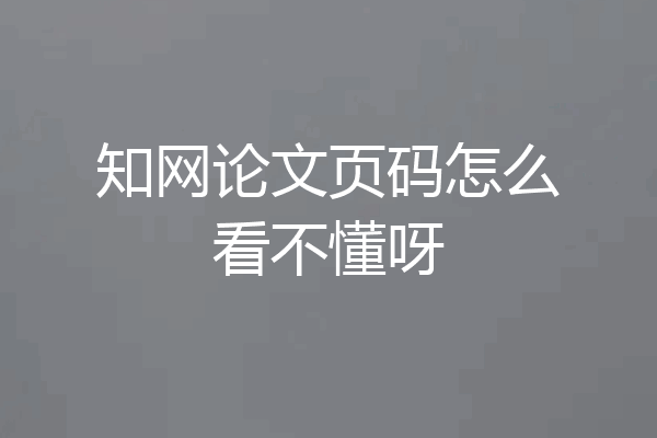 知网论文页码怎么看不懂呀