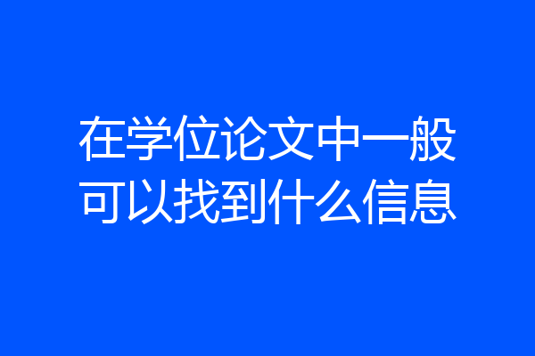 在学位论文中一般可以找到什么信息