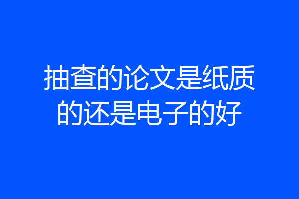抽查的论文是纸质的还是电子的好