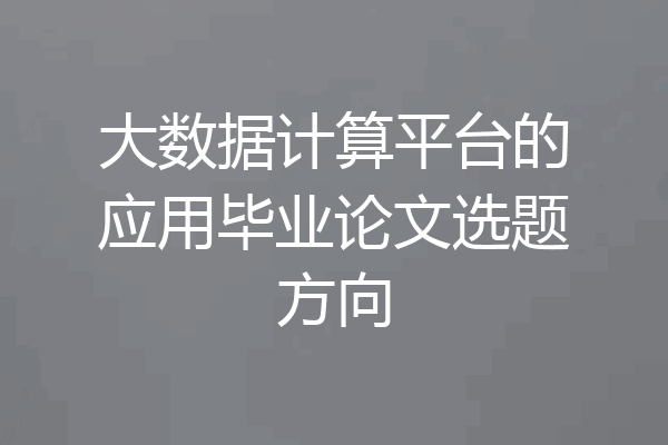 大数据计算平台的应用毕业论文选题方向