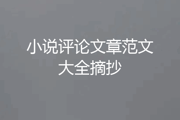 小说评论文章范文大全摘抄