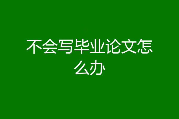 不会写毕业论文怎么办
