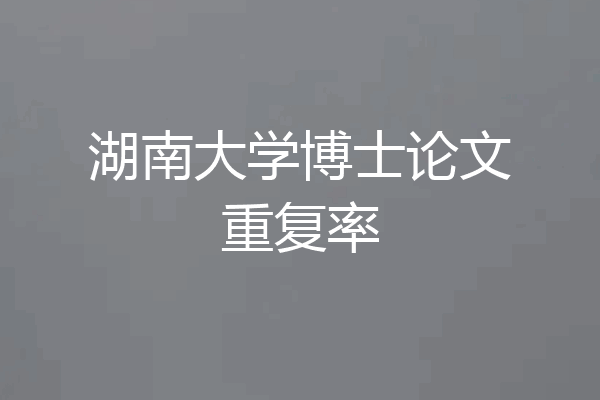 湖南大学博士论文重复率