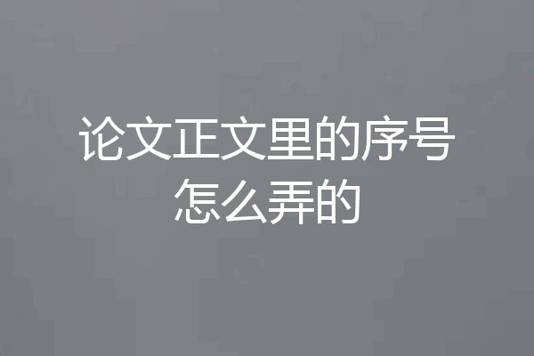 论文正文里的序号怎么弄的