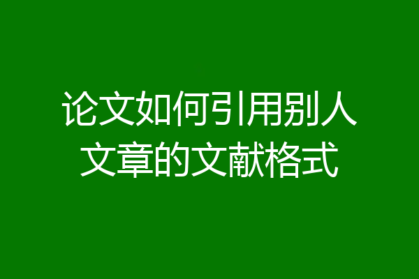 论文如何引用别人文章的文献格式