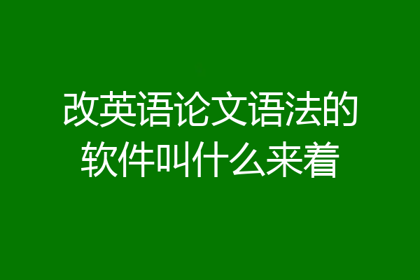 改英语论文语法的软件叫什么来着