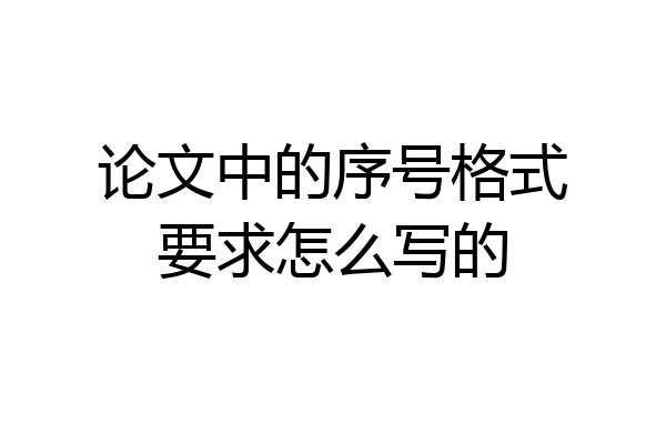 论文中的序号格式要求怎么写的