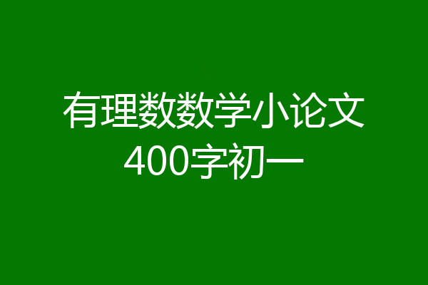 有理数数学小论文400字初一