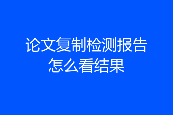 论文复制检测报告怎么看结果