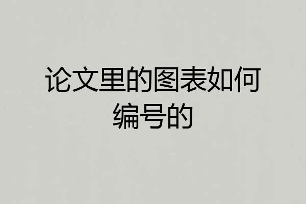 论文里的图表如何编号的