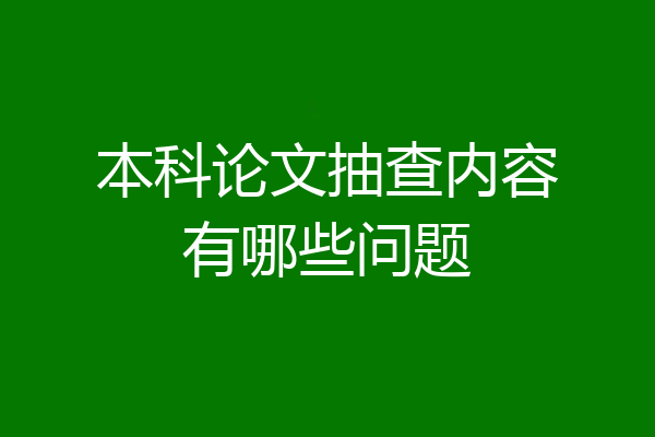 本科论文抽查内容有哪些问题
