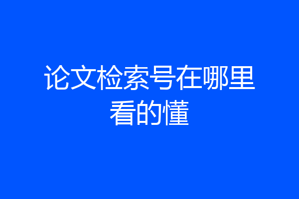 论文检索号在哪里看的懂