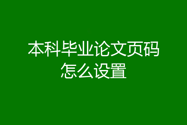 本科毕业论文页码怎么设置