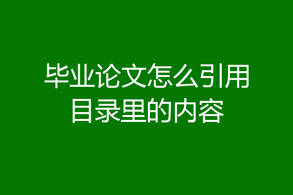 毕业论文怎么引用目录里的内容