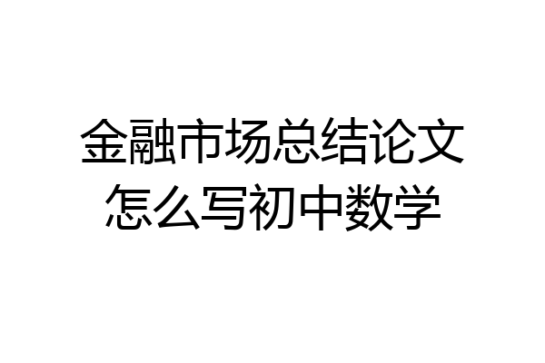 金融市场总结论文怎么写初中数学