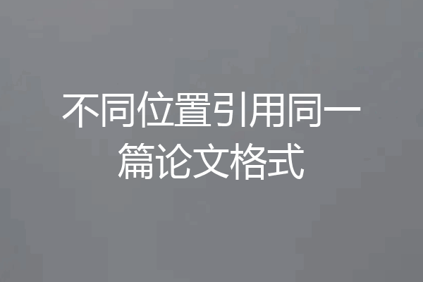 不同位置引用同一篇论文格式