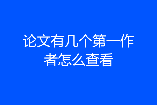 论文有几个第一作者怎么查看