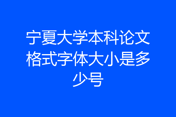 宁夏大学本科论文格式字体大小是多少号