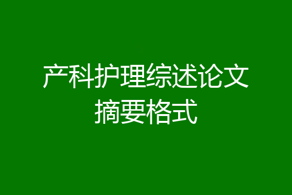 产科护理综述论文摘要格式