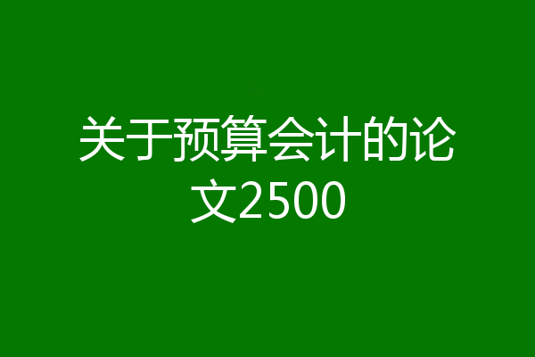 关于预算会计的论文2500