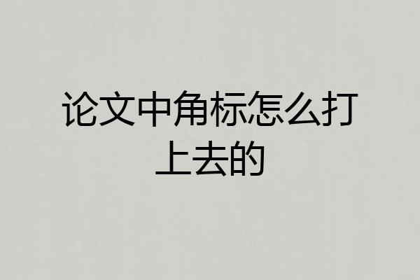 论文中角标怎么打上去的