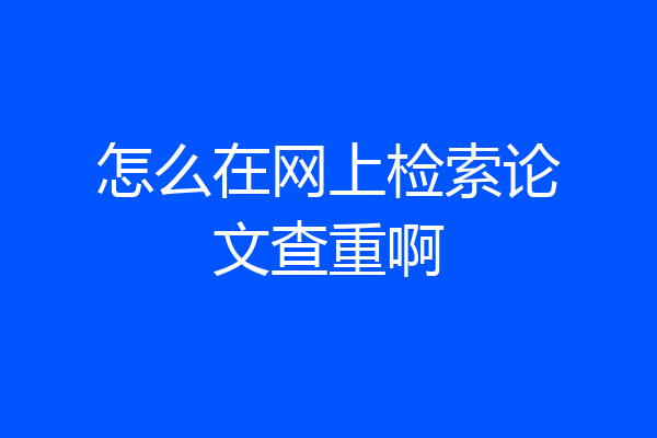 怎么在网上检索论文查重啊