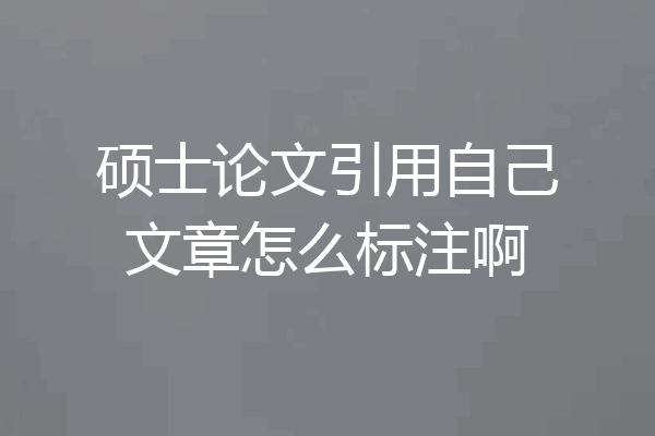 硕士论文引用自己文章怎么标注啊
