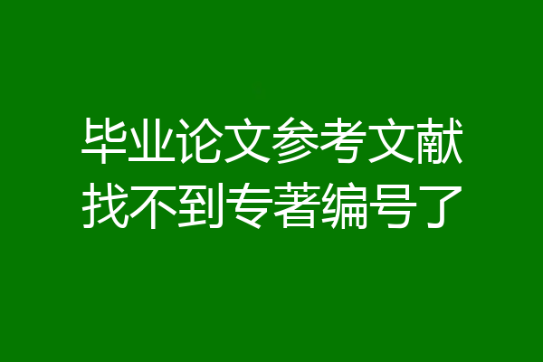 毕业论文参考文献找不到专著编号了