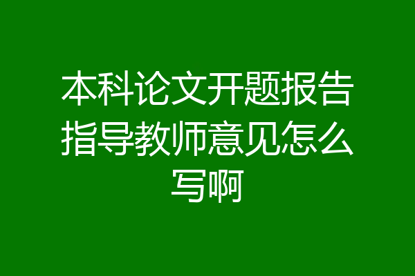 本科论文开题报告指导教师意见怎么写啊