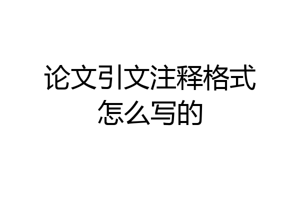 论文引文注释格式怎么写的