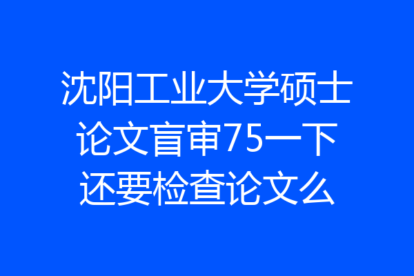 沈阳工业大学硕士论文盲审75一下还要检查论文么