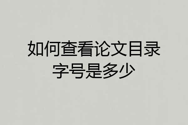 如何查看论文目录字号是多少