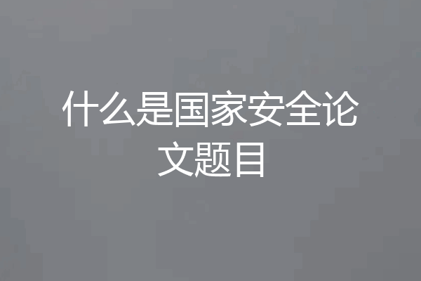 什么是国家安全论文题目