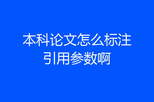 本科论文怎么标注引用参数啊