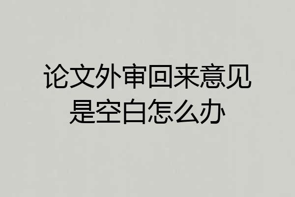论文外审回来意见是空白怎么办