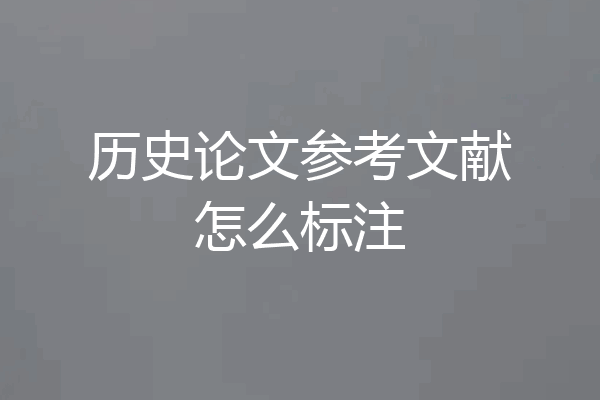历史论文参考文献怎么标注