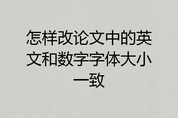 怎样改论文中的英文和数字字体大小一致