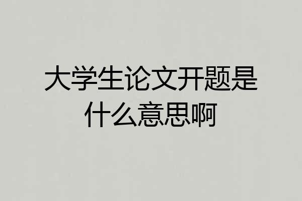 大学生论文开题是什么意思啊
