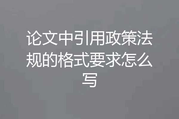 论文中引用政策法规的格式要求怎么写