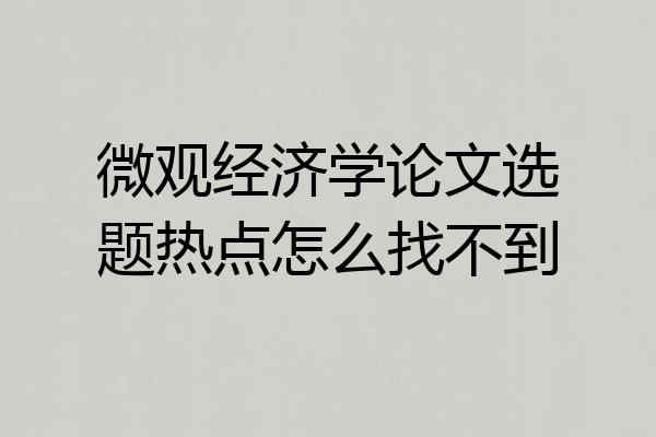 微观经济学论文选题热点怎么找不到