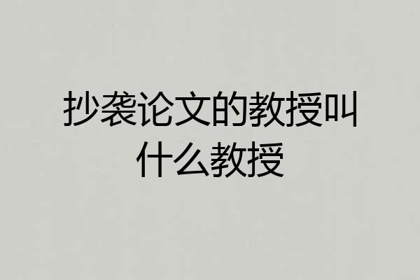 抄袭论文的教授叫什么教授