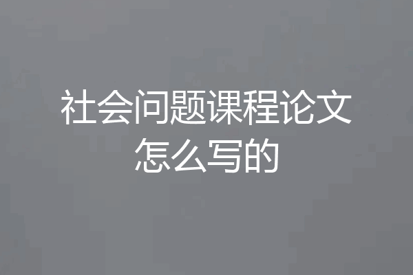 社会问题课程论文怎么写的