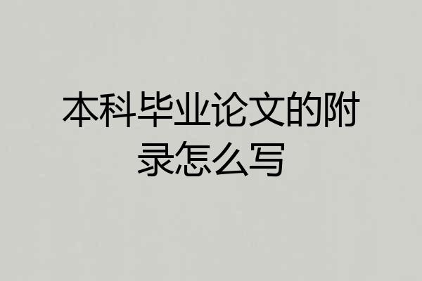 本科毕业论文的附录怎么写