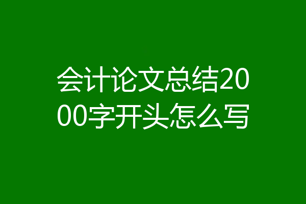 会计论文总结2000字开头怎么写
