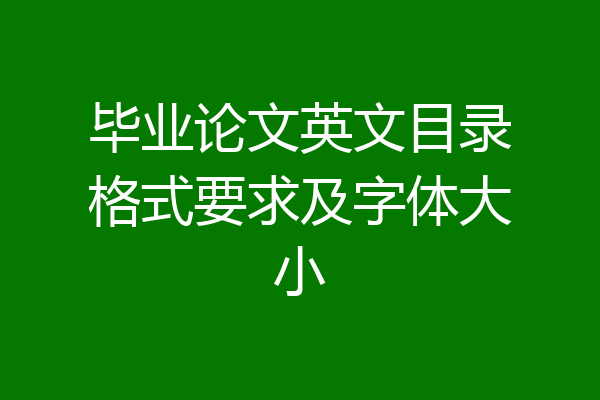 毕业论文英文目录格式要求及字体大小