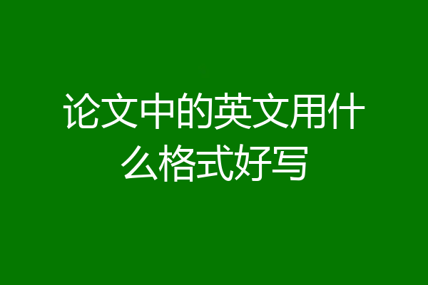 论文中的英文用什么格式好写