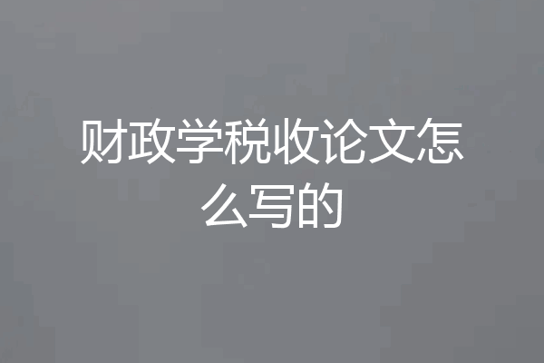 财政学税收论文怎么写的
