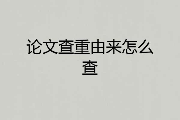 论文查重由来怎么查