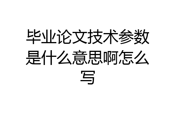 毕业论文技术参数是什么意思啊怎么写